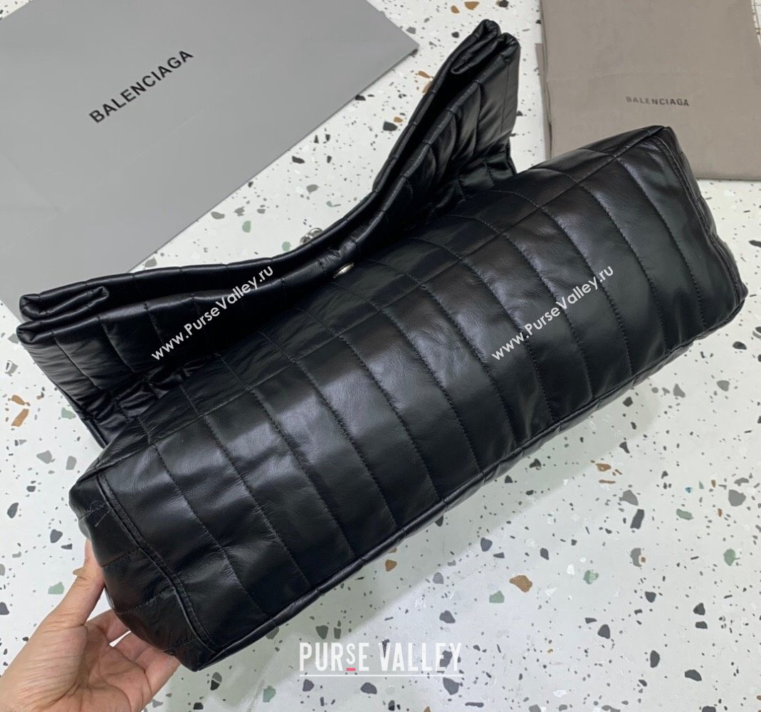 Balenciaga Monaco Large Chain Bag in black quilted thin calfskin, aged-silver hardware 2023 (JM-231229107)