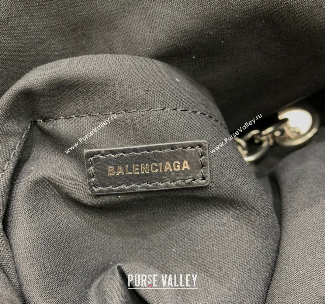 Balenciaga Monaco Large Chain Bag in black quilted thin calfskin, aged-silver hardware 2023 (JM-231229107)