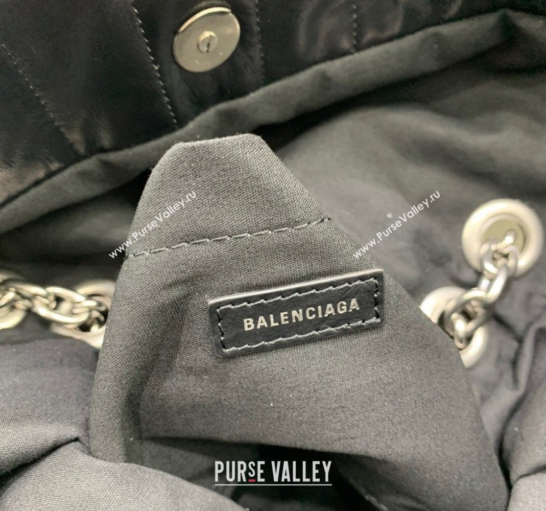 Balenciaga Monaco Medium Chain Bag in black quilted thin calfskin, aged-silver hardware 2023 (JM-231229108)