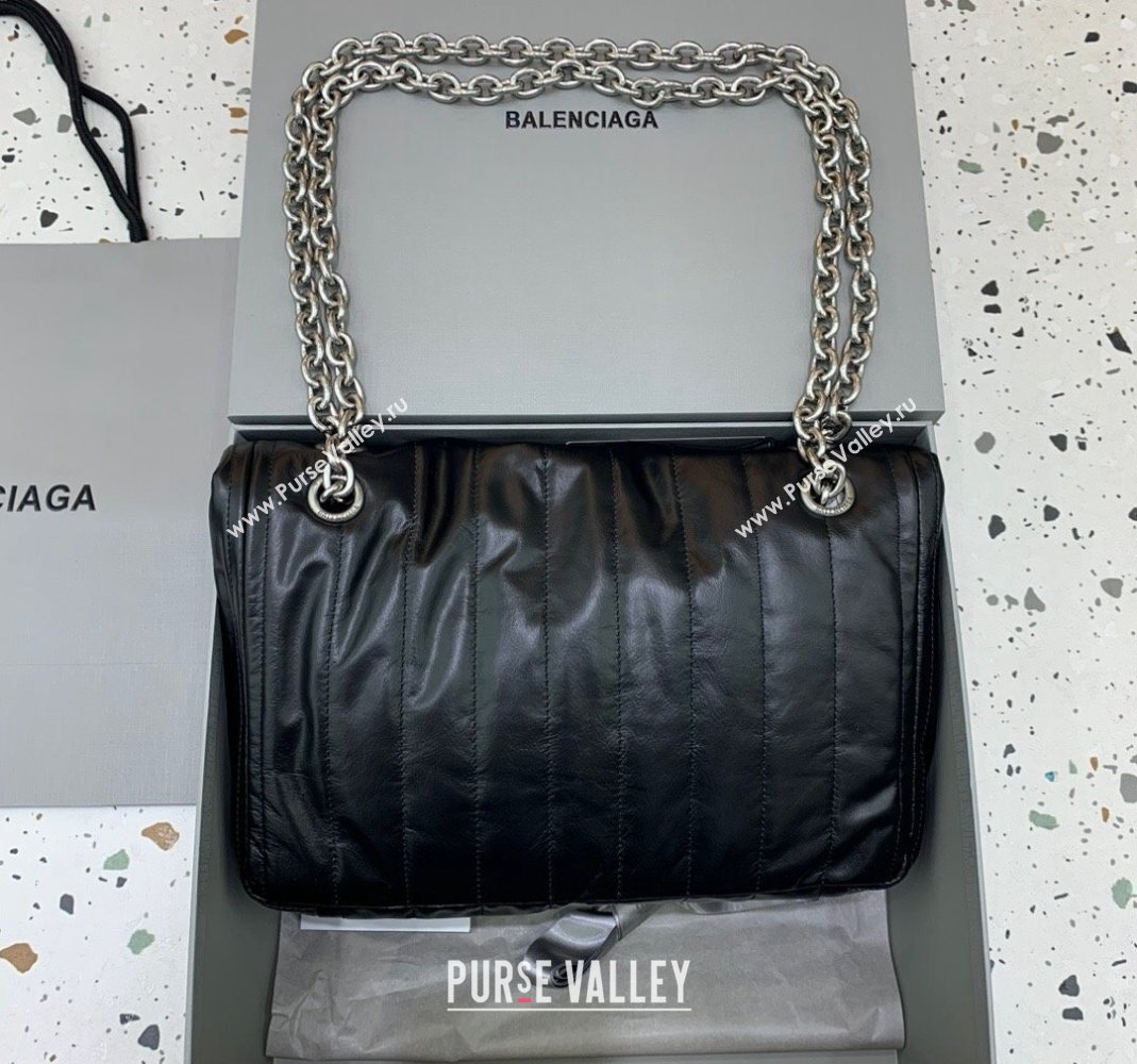 Balenciaga Monaco Small Chain Bag in black quilted thin calfskin, aged-silver hardware 2023 (JM-231229109)