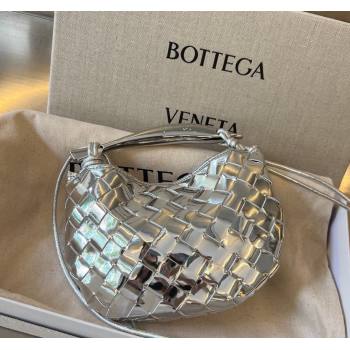 Bottega Veneta Mini Sardine Bag in Intrecciato Laminated Leather Silver 2023 744267 (WT-231226003)
