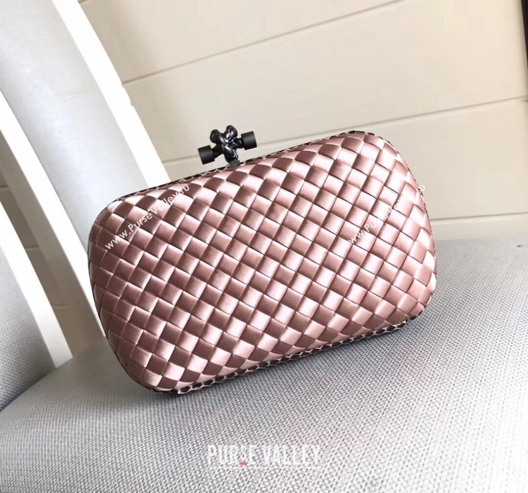 Bottega Veneta Small Silk Woven Knot Clutch with Snakeskin Trim Light Pink 2023 BV8651 (WT-231226040)