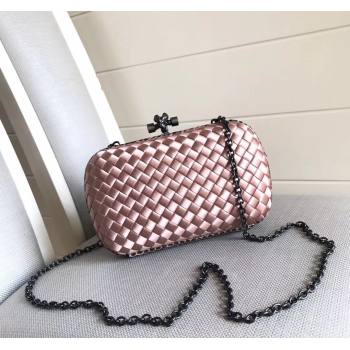 Bottega Veneta Small Silk Woven Knot Clutch with Snakeskin Trim Light Pink 2023 BV8651 (WT-231226040)