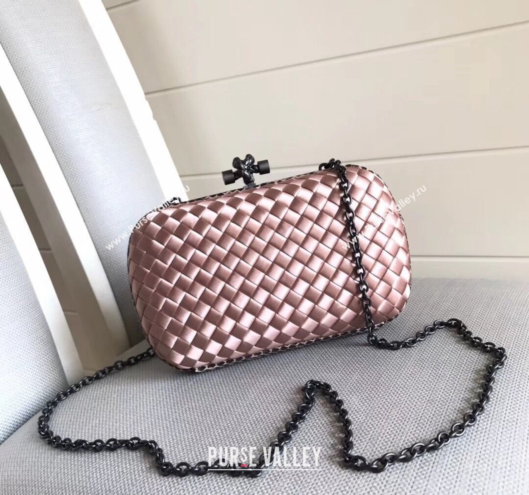 Bottega Veneta Small Silk Woven Knot Clutch with Snakeskin Trim Light Pink 2023 BV8651 (WT-231226040)