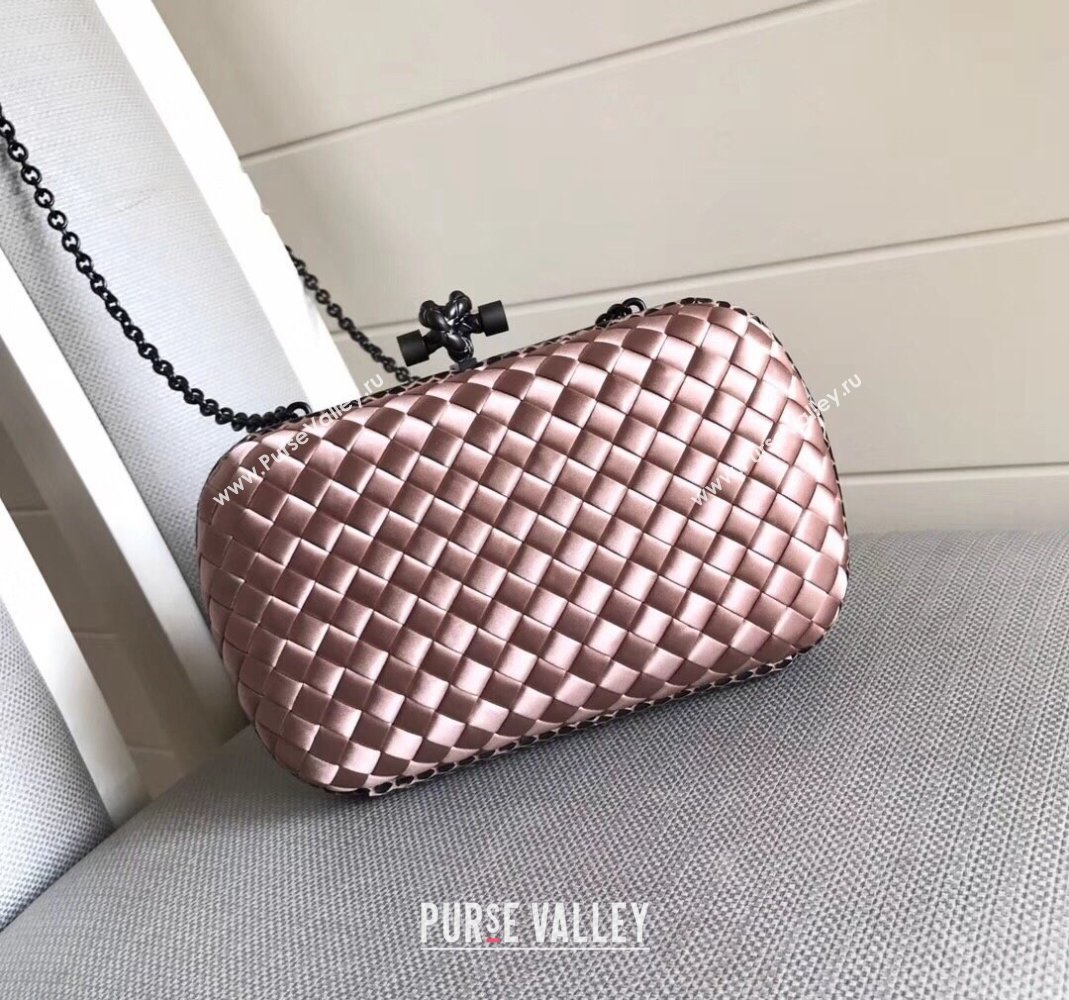 Bottega Veneta Small Silk Woven Knot Clutch with Snakeskin Trim Light Pink 2023 BV8651 (WT-231226040)