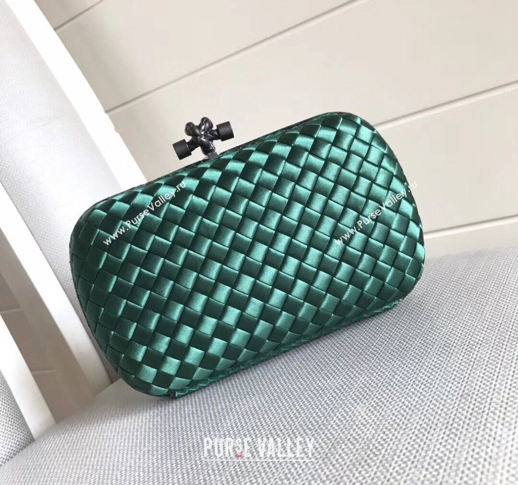 Bottega Veneta Small Silk Woven Knot Clutch with Snakeskin Trim Green 2023 BV8651 (WT-231226045)