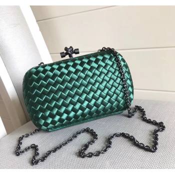 Bottega Veneta Small Silk Woven Knot Clutch with Snakeskin Trim Green 2023 BV8651 (WT-231226045)