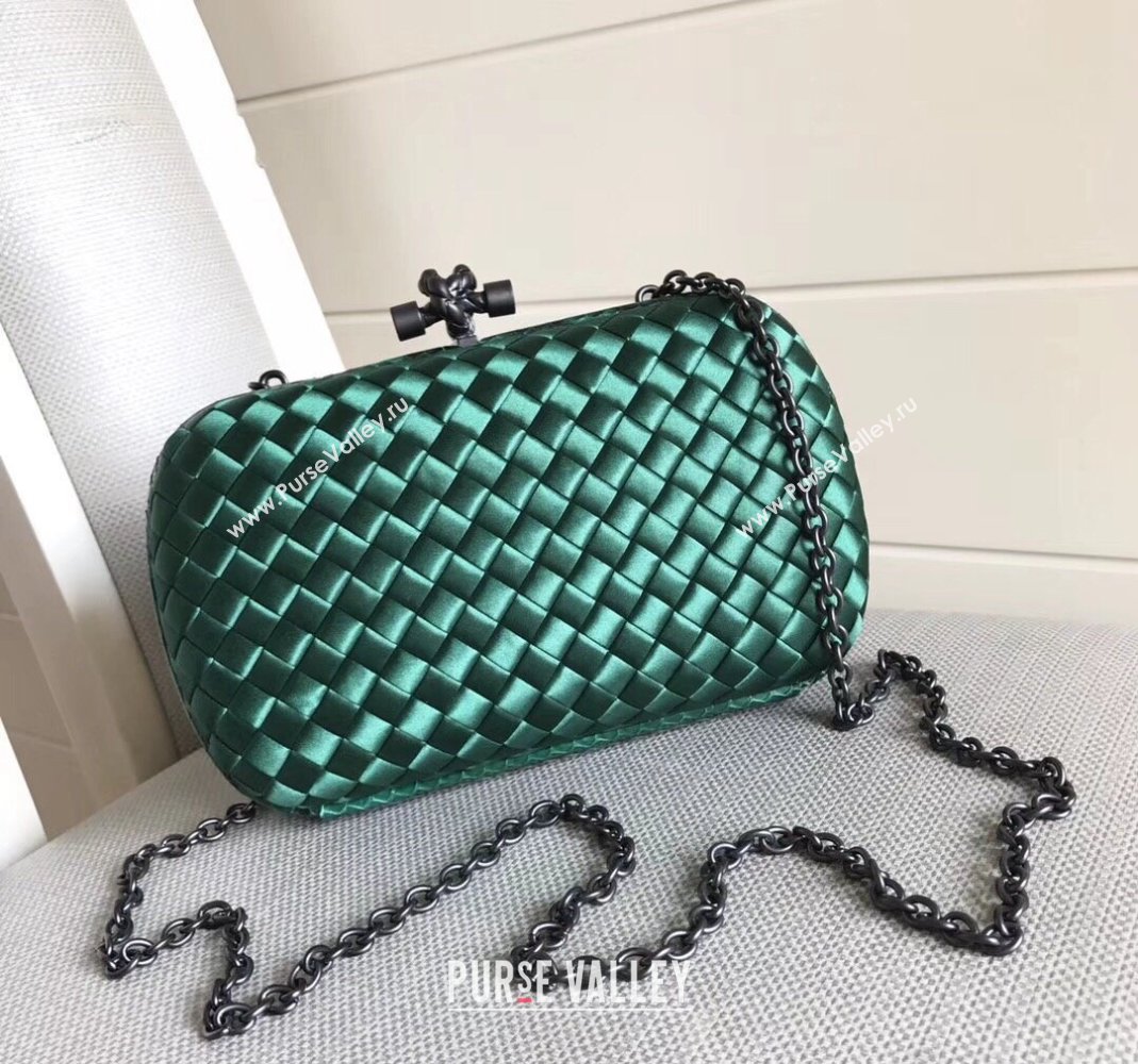 Bottega Veneta Small Silk Woven Knot Clutch with Snakeskin Trim Green 2023 BV8651 (WT-231226045)