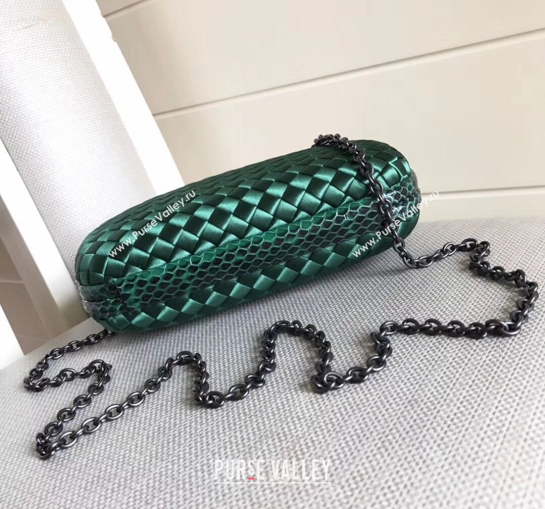 Bottega Veneta Small Silk Woven Knot Clutch with Snakeskin Trim Green 2023 BV8651 (WT-231226045)