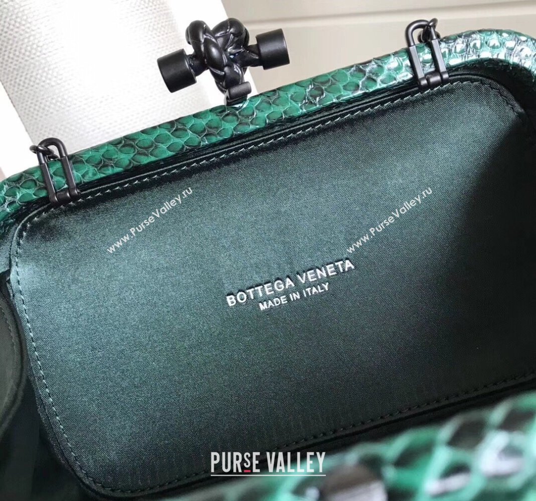 Bottega Veneta Small Silk Woven Knot Clutch with Snakeskin Trim Green 2023 BV8651 (WT-231226045)