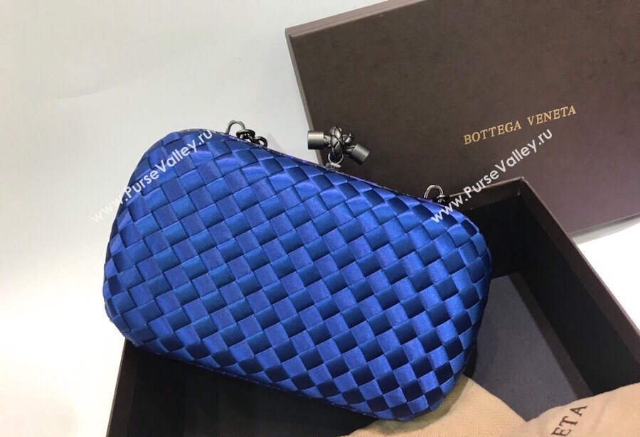 Bottega Veneta Small Silk Woven Knot Clutch with Snakeskin Trim Royal Blue 2023 BV8651 (WT-231226047)