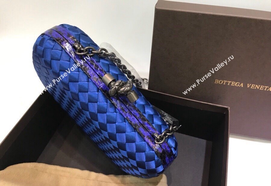 Bottega Veneta Small Silk Woven Knot Clutch with Snakeskin Trim Royal Blue 2023 BV8651 (WT-231226047)