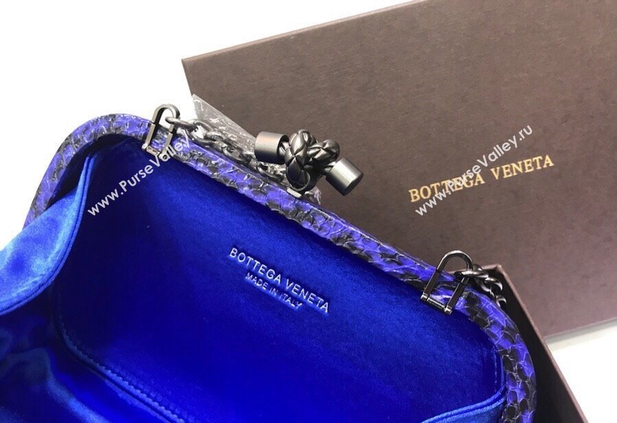 Bottega Veneta Small Silk Woven Knot Clutch with Snakeskin Trim Royal Blue 2023 BV8651 (WT-231226047)