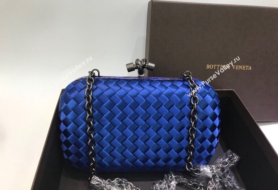 Bottega Veneta Small Silk Woven Knot Clutch with Snakeskin Trim Royal Blue 2023 BV8651 (WT-231226047)