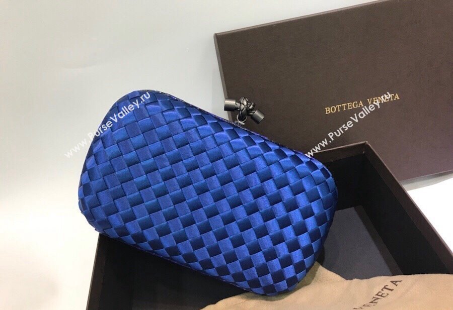 Bottega Veneta Small Silk Woven Knot Clutch with Snakeskin Trim Royal Blue 2023 BV8651 (WT-231226047)