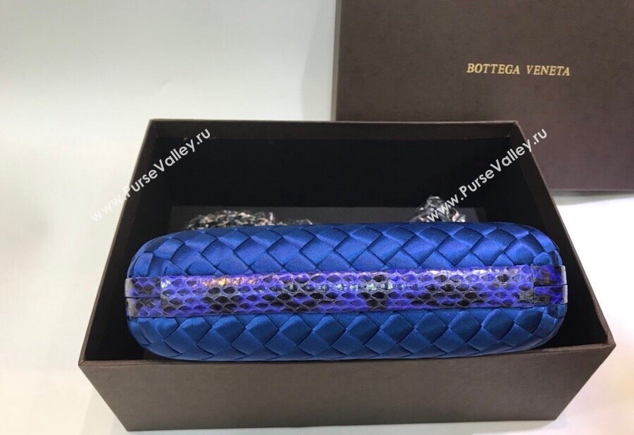 Bottega Veneta Small Silk Woven Knot Clutch with Snakeskin Trim Royal Blue 2023 BV8651 (WT-231226047)