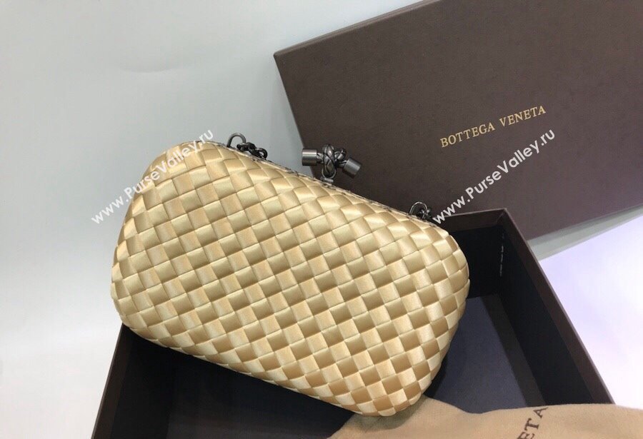 Bottega Veneta Small Silk Woven Knot Clutch with Snakeskin Trim Yellow 2023 BV8651 (WT-231226048)