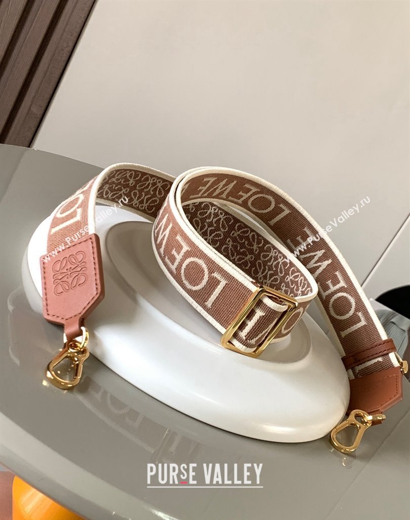 Loewe Anagram strap in jacquard and calfskin 4x134cm Brown 2023 (Ys-231229122)