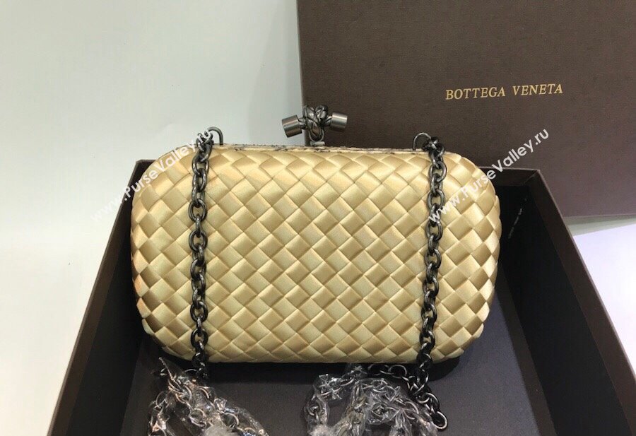 Bottega Veneta Small Silk Woven Knot Clutch with Snakeskin Trim Yellow 2023 BV8651 (WT-231226048)