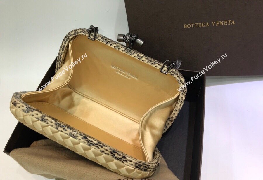 Bottega Veneta Small Silk Woven Knot Clutch with Snakeskin Trim Yellow 2023 BV8651 (WT-231226048)