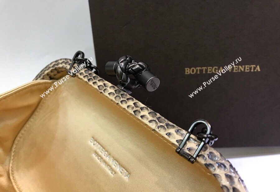 Bottega Veneta Small Silk Woven Knot Clutch with Snakeskin Trim Yellow 2023 BV8651 (WT-231226048)