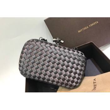 Bottega Veneta Small Silk Woven Knot Clutch with Snakeskin Trim Grey 2023 BV8651 (WT-231226050)