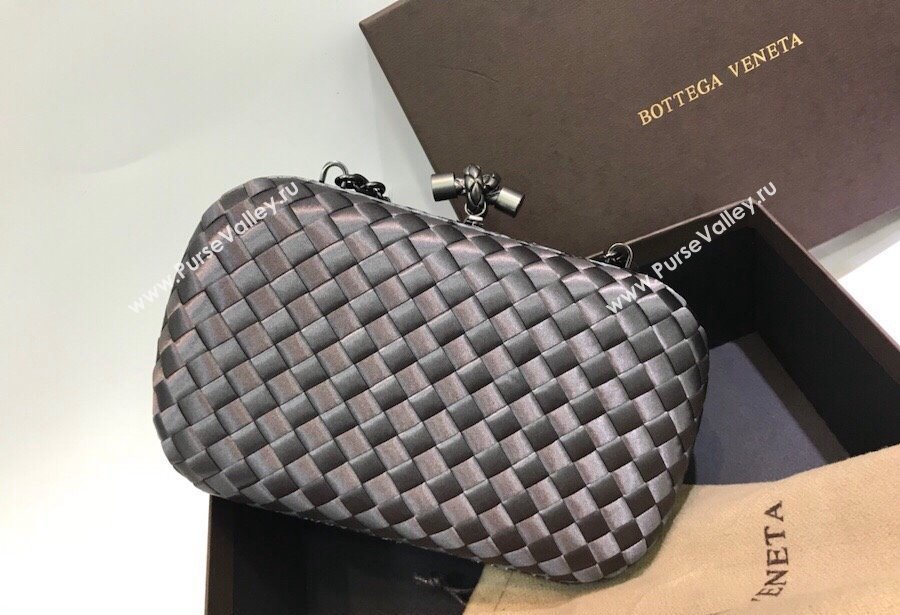 Bottega Veneta Small Silk Woven Knot Clutch with Snakeskin Trim Grey 2023 BV8651 (WT-231226050)