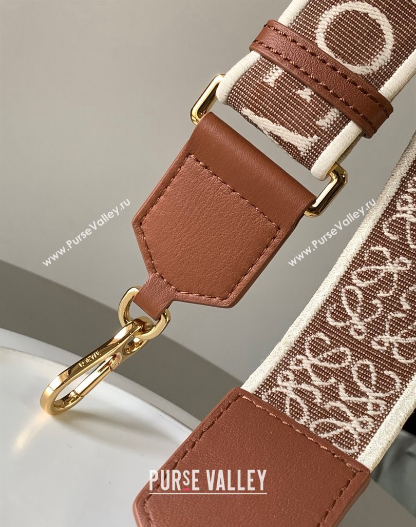 Loewe Anagram strap in jacquard and calfskin 4x134cm Brown 2023 (Ys-231229122)