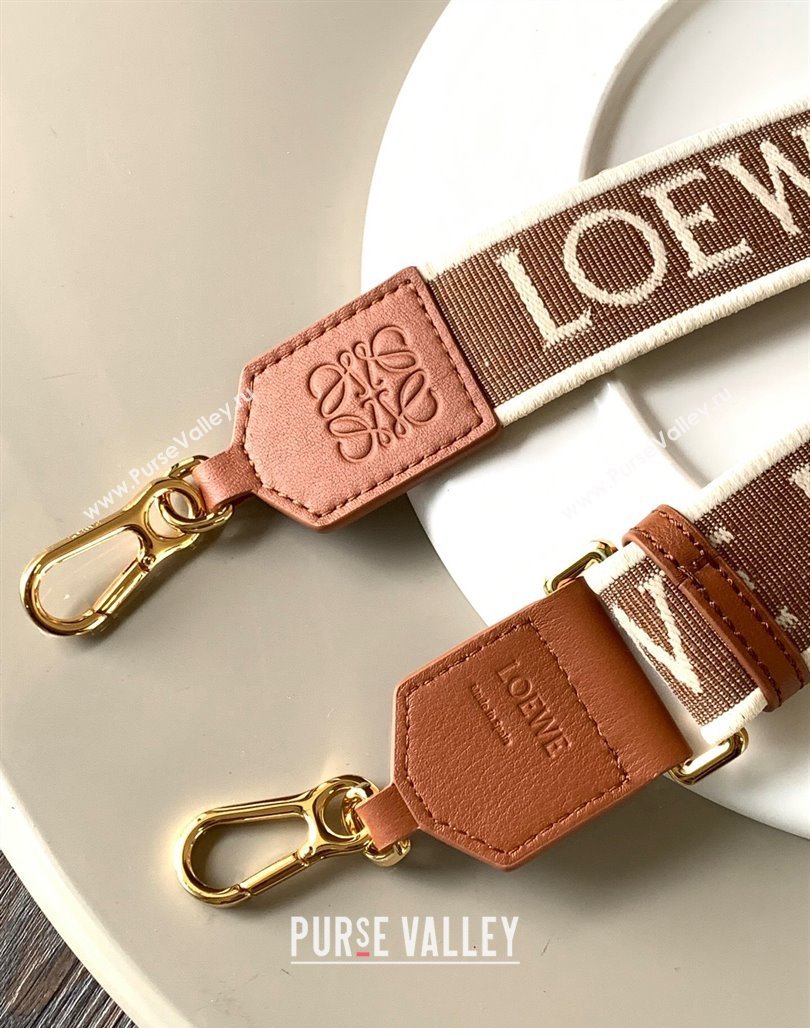 Loewe Anagram strap in jacquard and calfskin 4x134cm Brown 2023 (Ys-231229122)