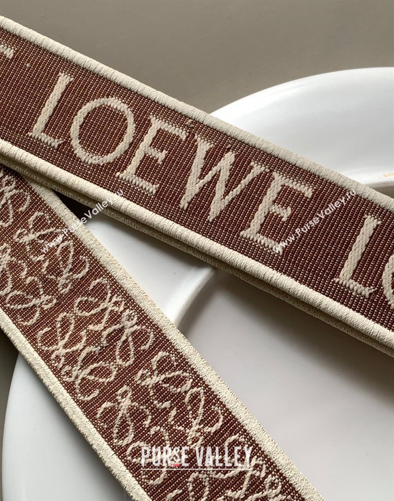 Loewe Anagram strap in jacquard and calfskin 4x134cm Brown 2023 (Ys-231229122)