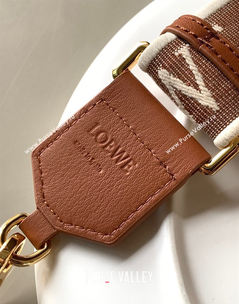 Loewe Anagram strap in jacquard and calfskin 4x134cm Brown 2023 (Ys-231229122)