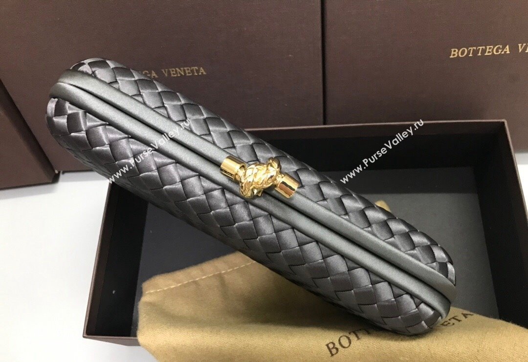 Bottega Veneta Stretch Box Knot Silk Woven Bag Dark Grey 2023 BV8651 (WT-231226057)