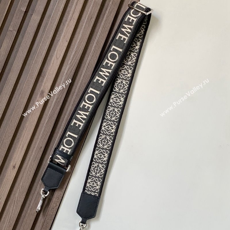 Loewe Anagram strap in jacquard and calfskin 4x134cm Black 2023 (Ys-231229123)