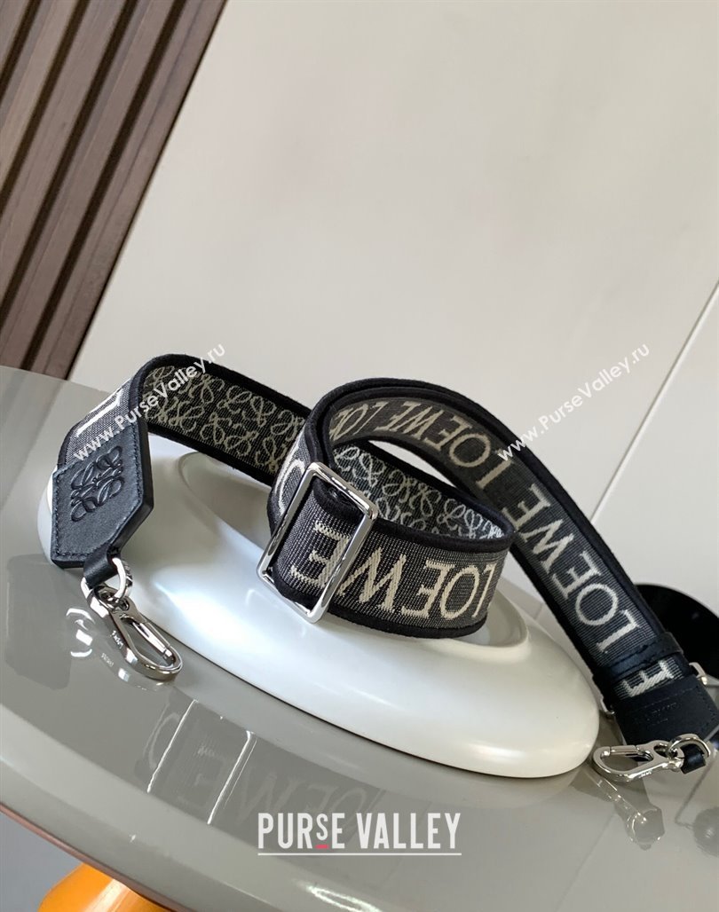 Loewe Anagram strap in jacquard and calfskin 4x134cm Black 2023 (Ys-231229123)