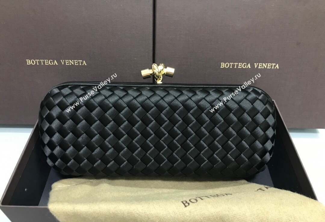 Bottega Veneta Stretch Box Knot Silk Woven Bag Black 2023 BV8651 (WT-231226061)