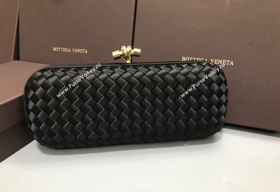 Bottega Veneta Stretch Box Knot Silk Woven Bag Black 2023 BV8651 (WT-231226061)