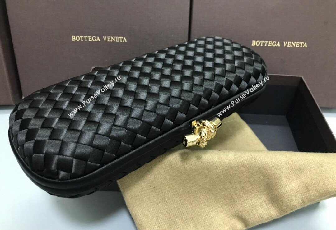 Bottega Veneta Stretch Box Knot Silk Woven Bag Black 2023 BV8651 (WT-231226061)