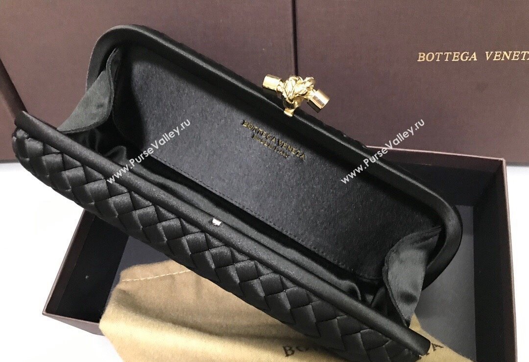 Bottega Veneta Stretch Box Knot Silk Woven Bag Black 2023 BV8651 (WT-231226061)