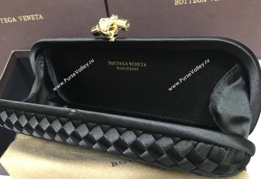 Bottega Veneta Stretch Box Knot Silk Woven Bag Black 2023 BV8651 (WT-231226061)