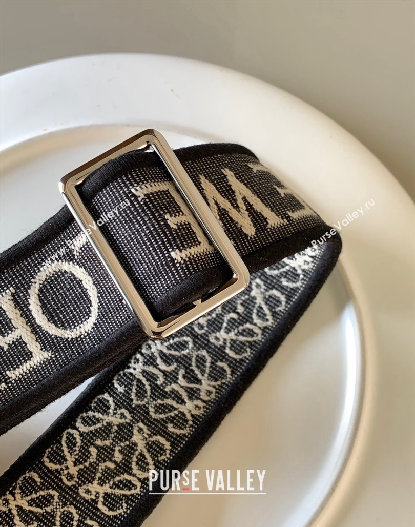 Loewe Anagram strap in jacquard and calfskin 4x134cm Black 2023 (Ys-231229123)