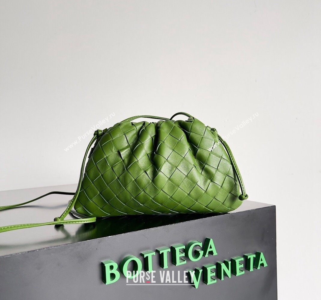 Bottega Veneta Mini Pouch Bag in Wide Intrecciato Leather Green 2 2023 585852 (YX-231226013)