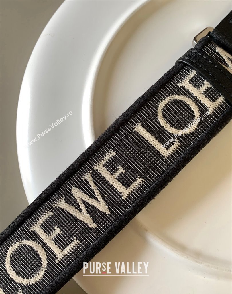 Loewe Anagram strap in jacquard and calfskin 4x134cm Black 2023 (Ys-231229123)