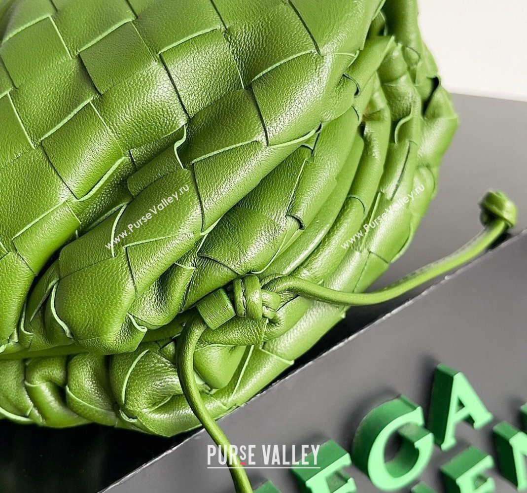 Bottega Veneta Mini Pouch Bag in Wide Intrecciato Leather Green 2 2023 585852 (YX-231226013)