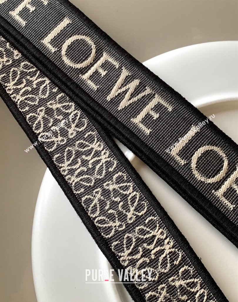 Loewe Anagram strap in jacquard and calfskin 4x134cm Black 2023 (Ys-231229123)