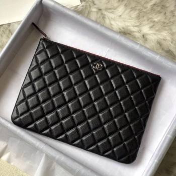 Chanel Quilted Grained Calfskin Pouch Black 2023 1226 (SSZ-231226068)