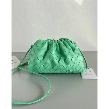 Bottega Veneta Mini Pouch Bag in Wide Intrecciato Leather Light Green 2023 585852 (YX-231226019)