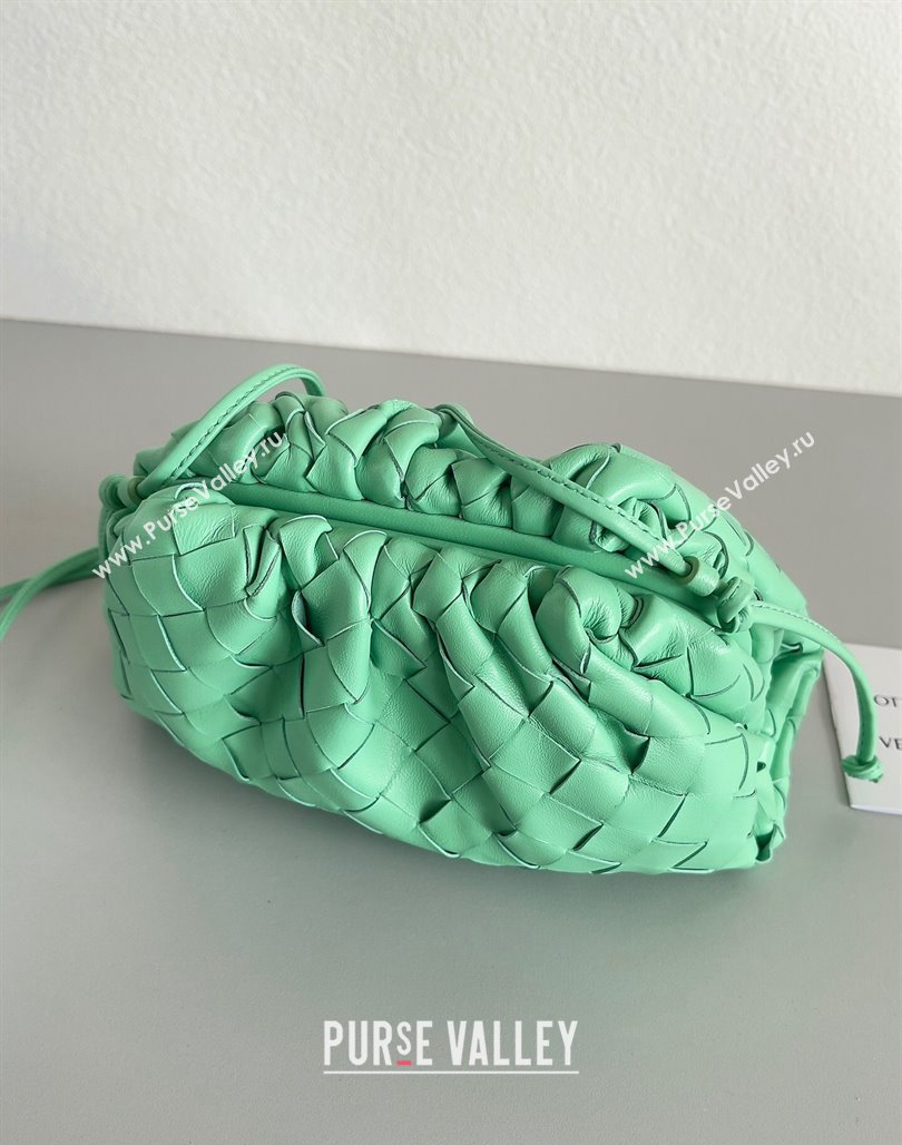 Bottega Veneta Mini Pouch Bag in Wide Intrecciato Leather Light Green 2023 585852 (YX-231226019)