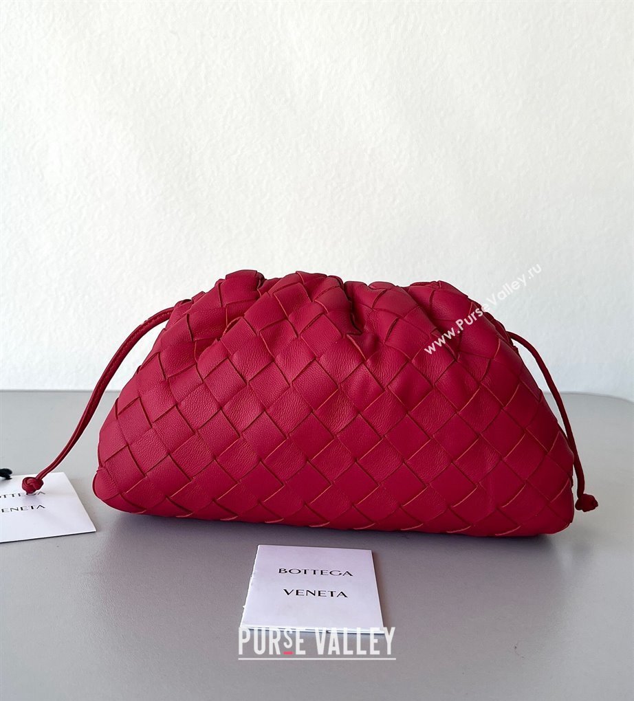 Bottega Veneta Mini Pouch Bag in Wide Intrecciato Leather Red 2023 585852 (YX-231226021)