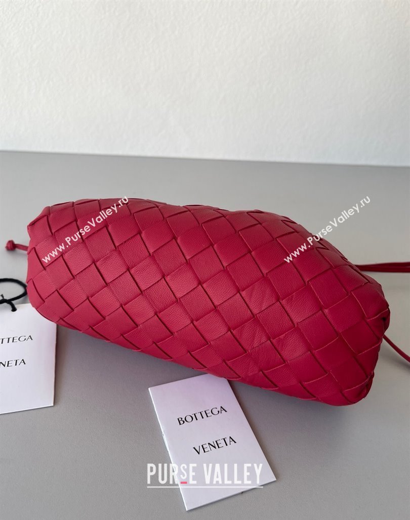 Bottega Veneta Mini Pouch Bag in Wide Intrecciato Leather Red 2023 585852 (YX-231226021)