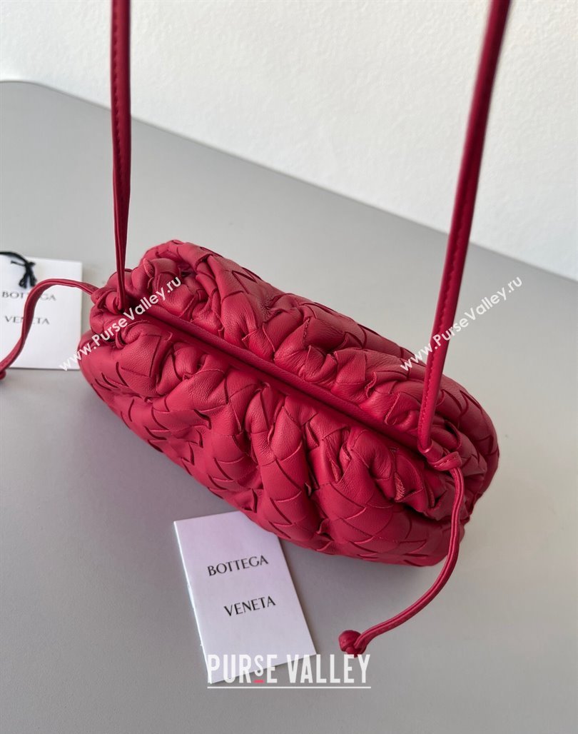 Bottega Veneta Mini Pouch Bag in Wide Intrecciato Leather Red 2023 585852 (YX-231226021)